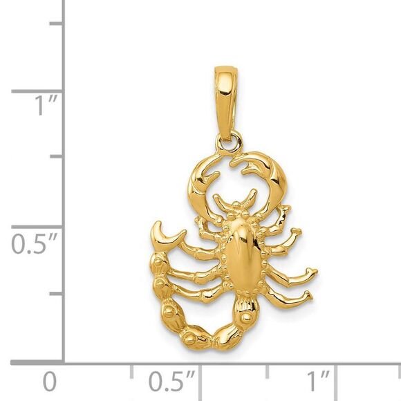 14k Yellow Gold Polished Scorpion Pendant - Picture 3 of 4